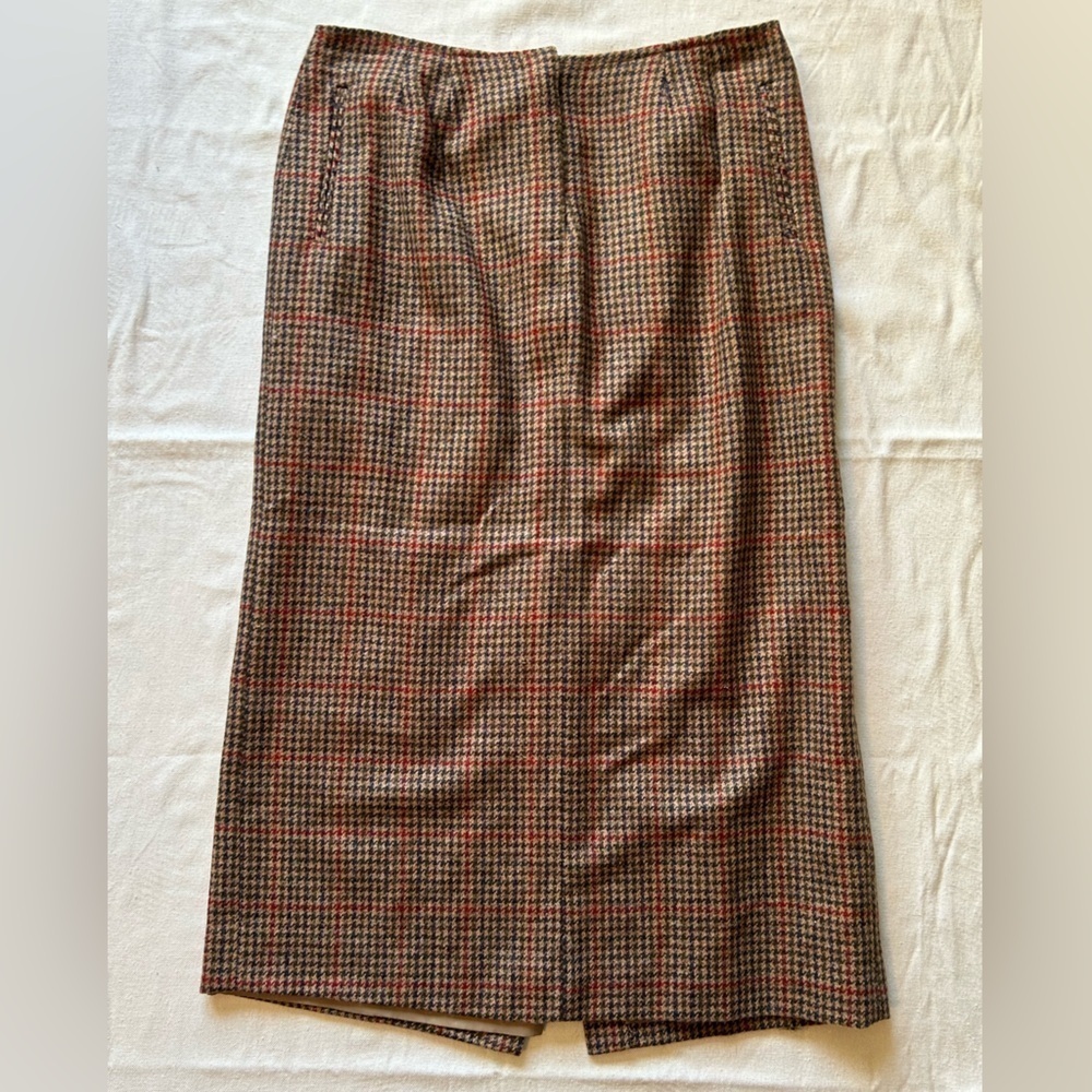 100% Wool Vintage Orvis Womens Skirt; Size 12, Ankle Length; Brown and Red